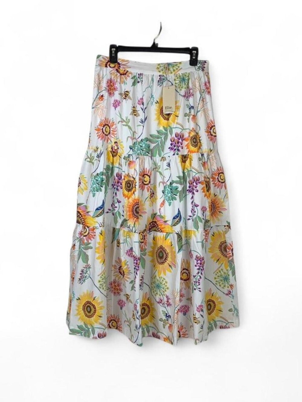 Elie Tahari Multicolored Floral Tiered Boho Maxi Skirt - Stylish & Flowing!
